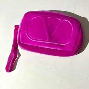 Valentino Beauty Pink Velvet Mini Small Pouch Makeup Bag New